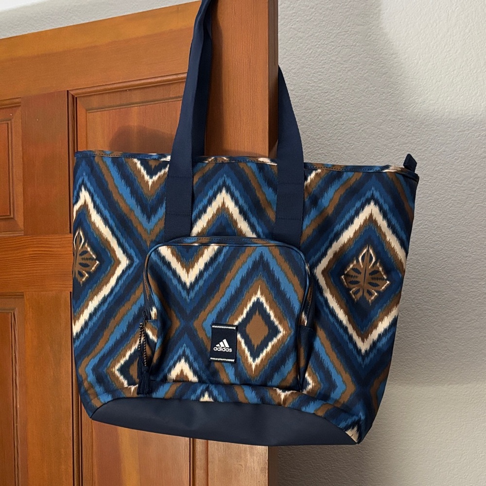 Adidas Geometric Blue and Brown Tote